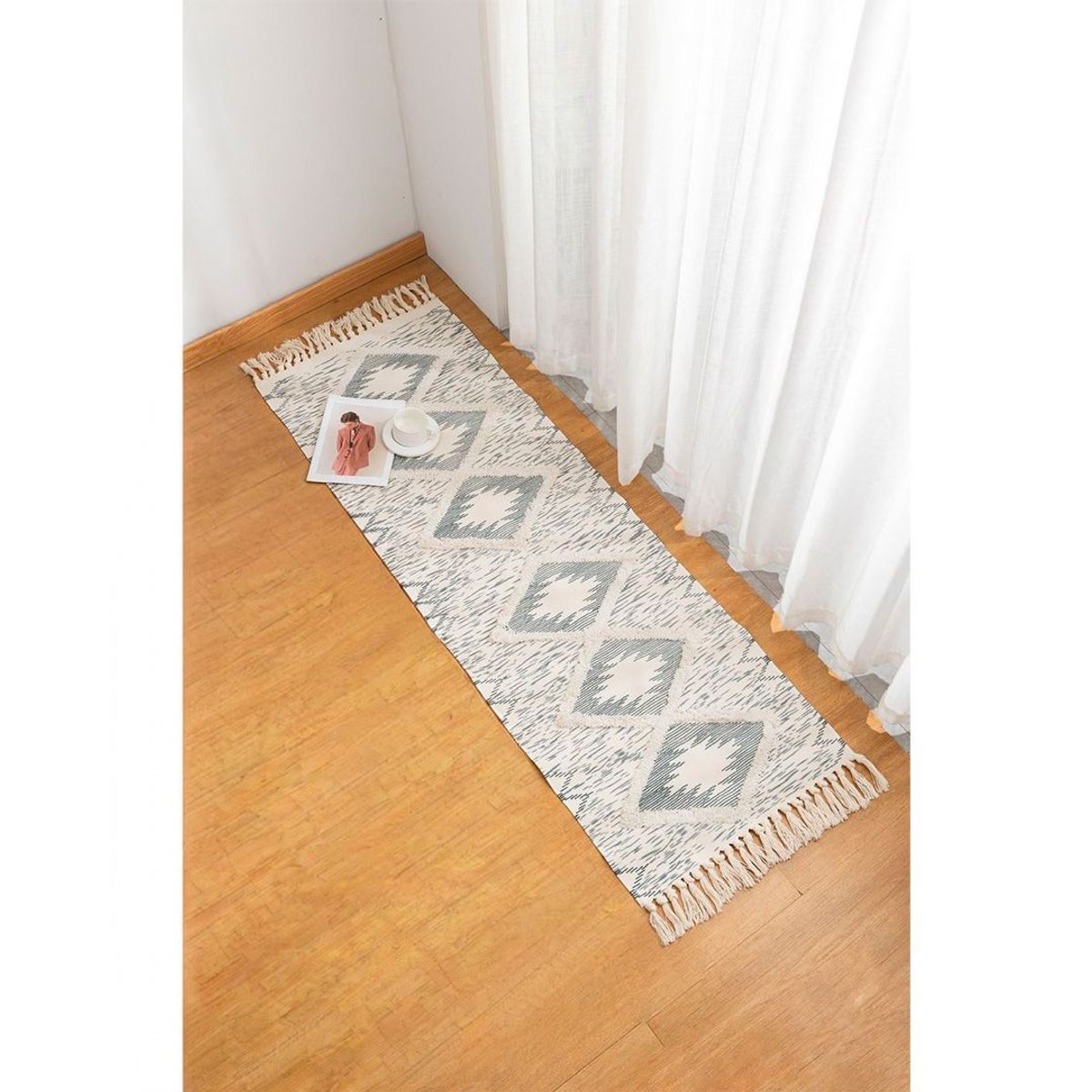 GENERICO - Alfombra De Lino y Algodón Con Diseño4  60 x210