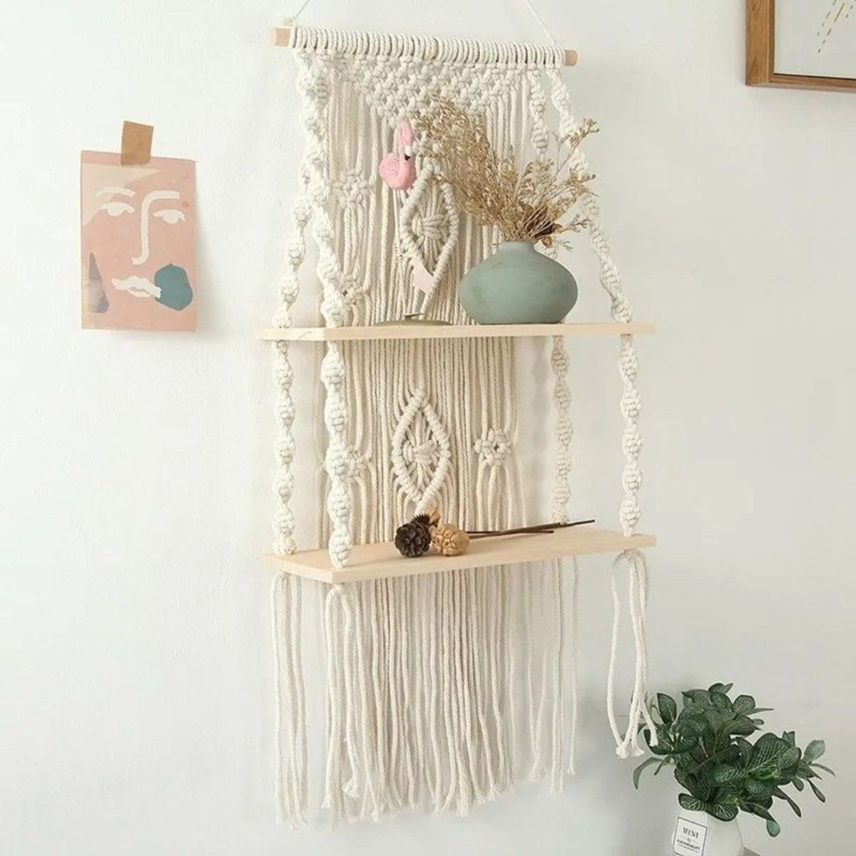 GENERICO - Estante Para Colgar De Macramé Hecho A Mano Con Borlas