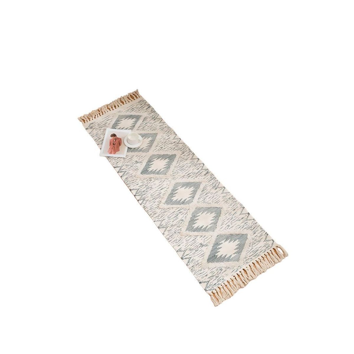 GENERICO - Alfombra De Lino y Algodón Con Diseño4  60 x210