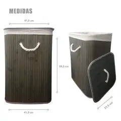 GENERICO - Cesto De Ropa Rectangular Bambú