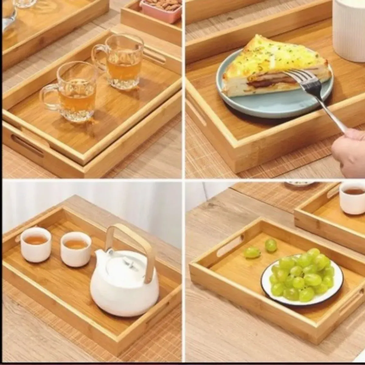 GENERICO - Set Bandeja de Servicio de Bambú