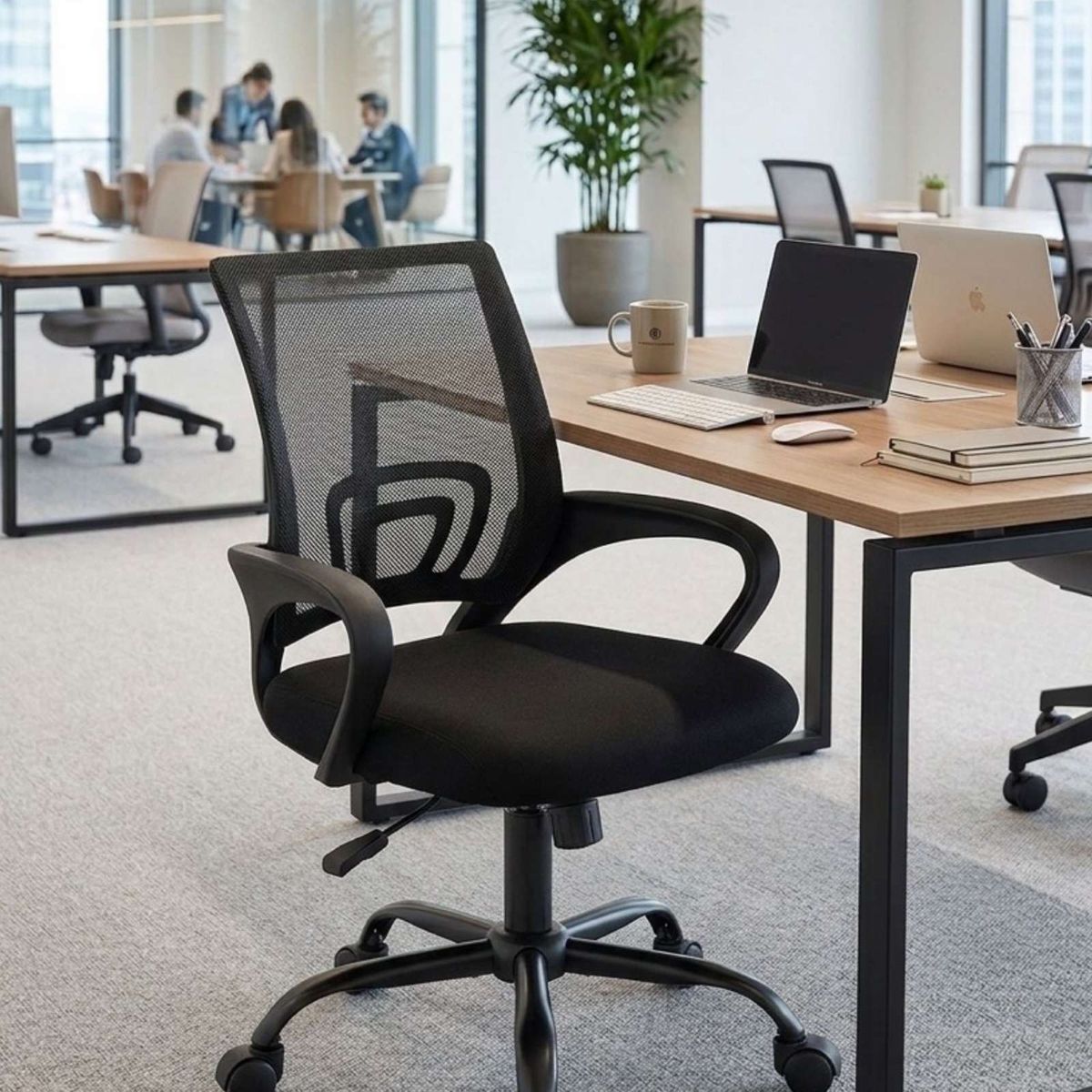 GENERICO - Silla de Oficina Ergonómica con Respaldo de Malla y Base Cromada