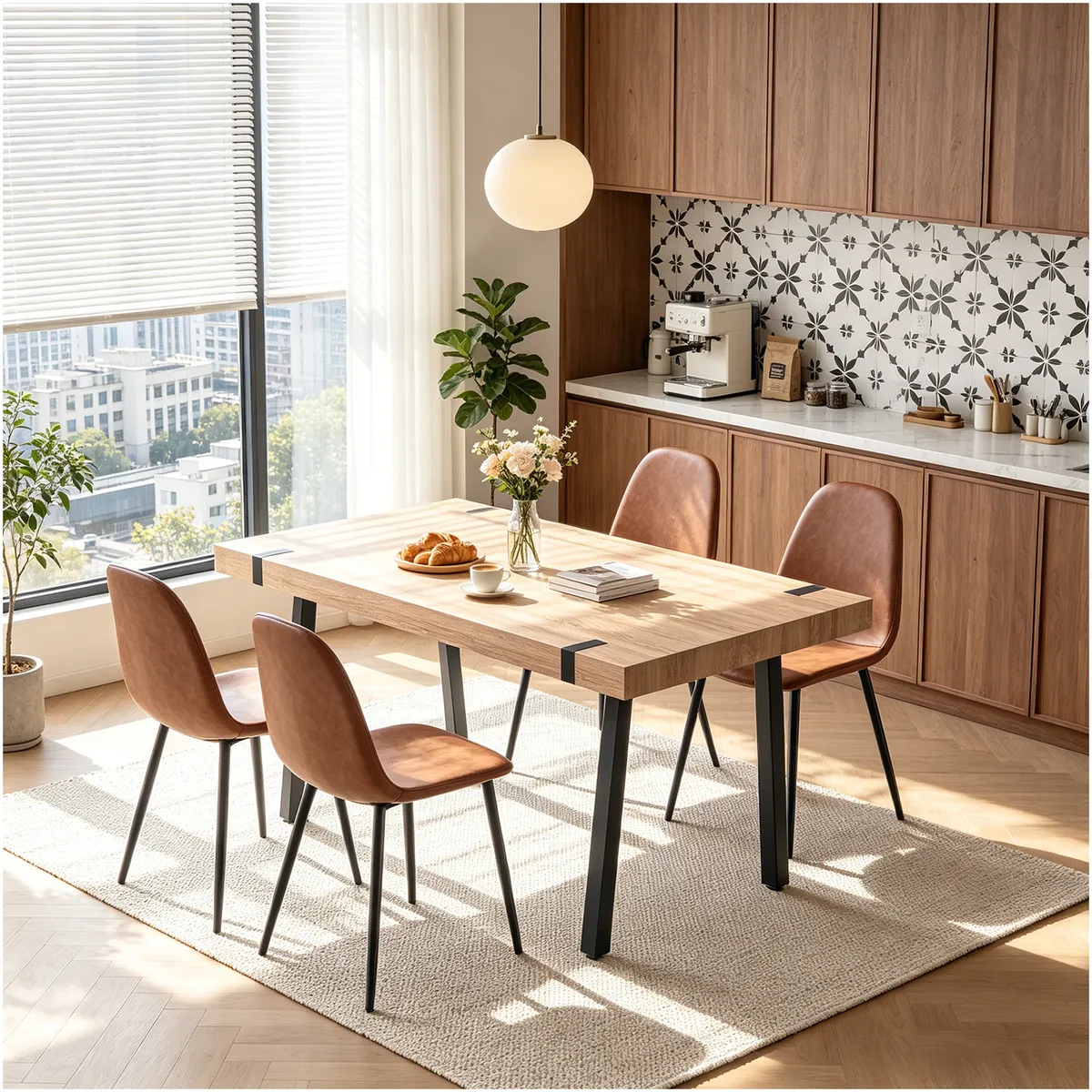 ELEMENT DESIGN - Mesa de Comedor 140 cm Bergen Rústico Industrial para 4 Sillas Cocina u Oficina Element Design