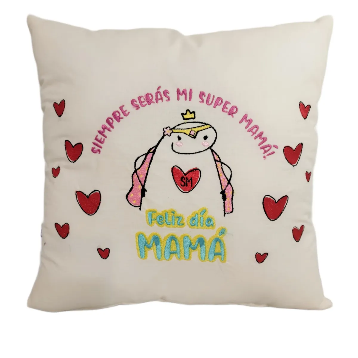 GENERICO - Regalo Día De La Madre  Cojín Bordado Reversible Super Mamá