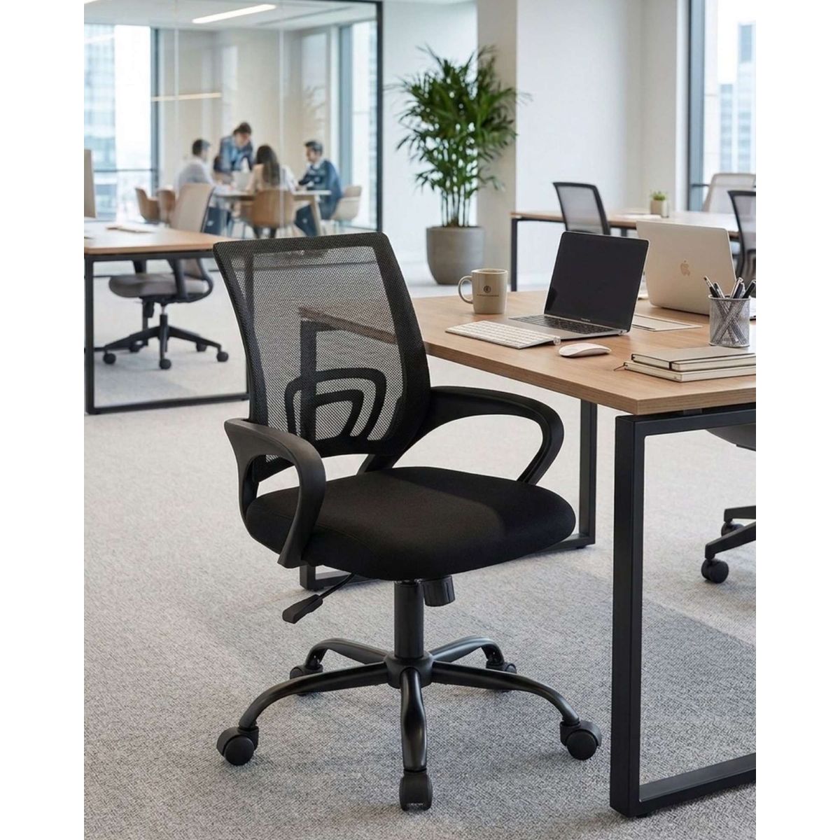 GENERICO - Silla de Oficina Ergonómica con Respaldo de Malla y Base Cromada