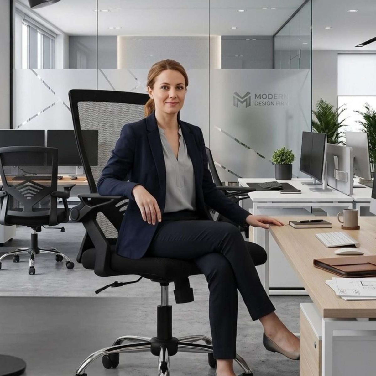 GENERICO - Silla de Oficina Ergonómica con Apoyabrazos Reclinables y Soporte Lumbar