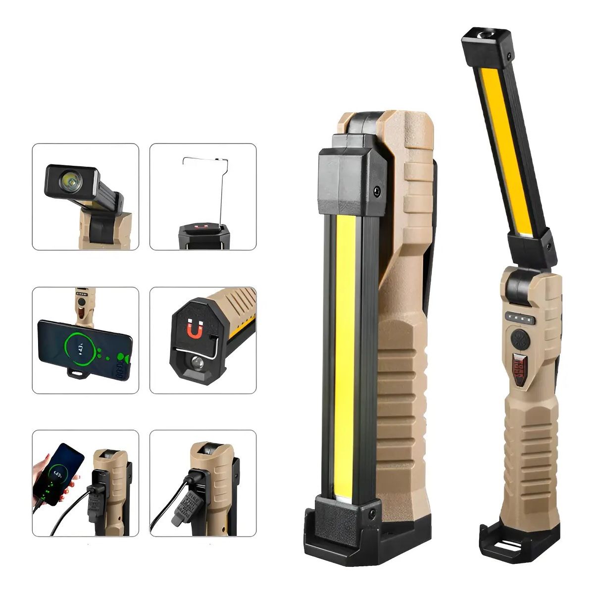 GENERICO - Linterna De Trabajo Led Plegable Recargable Con Imán 360° Labg