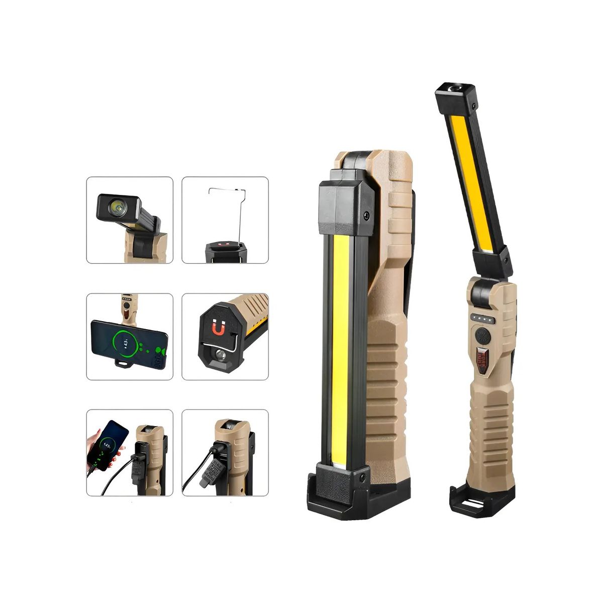 GENERICO - Linterna De Trabajo Led Plegable Recargable Con Imán 360° Labg