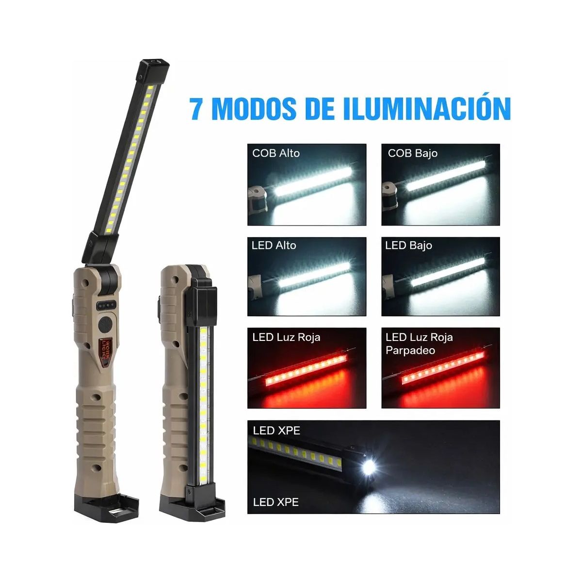 GENERICO - Linterna De Trabajo Led Plegable Recargable Con Imán 360° Labg