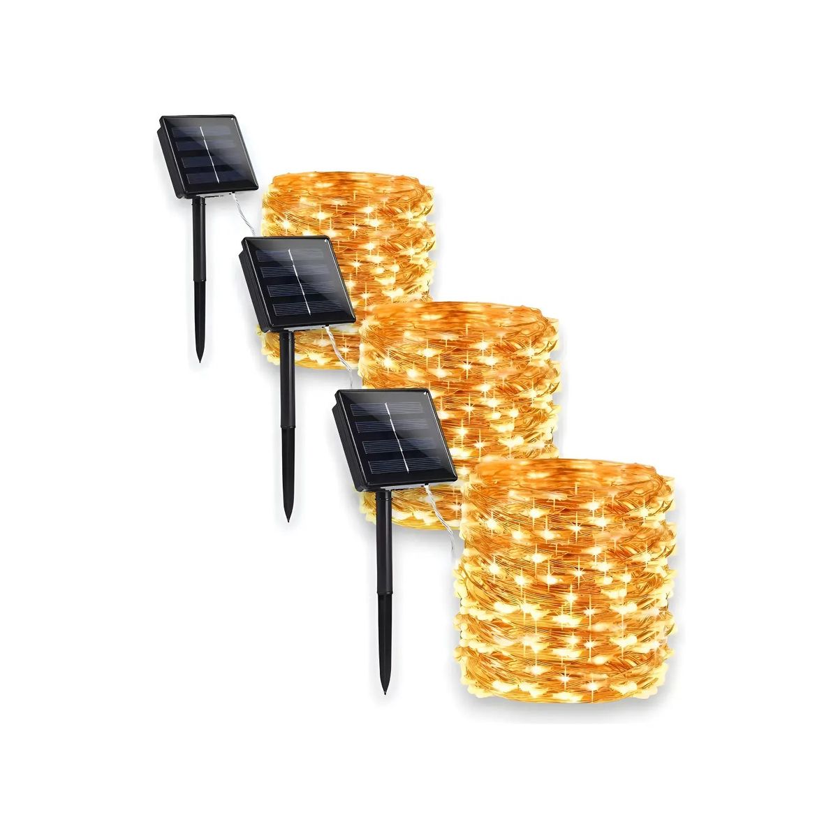 GENERICO - X3 Guirnalda Solar LED Luces Hada 10m Amarillo Exterior e Interior Labg