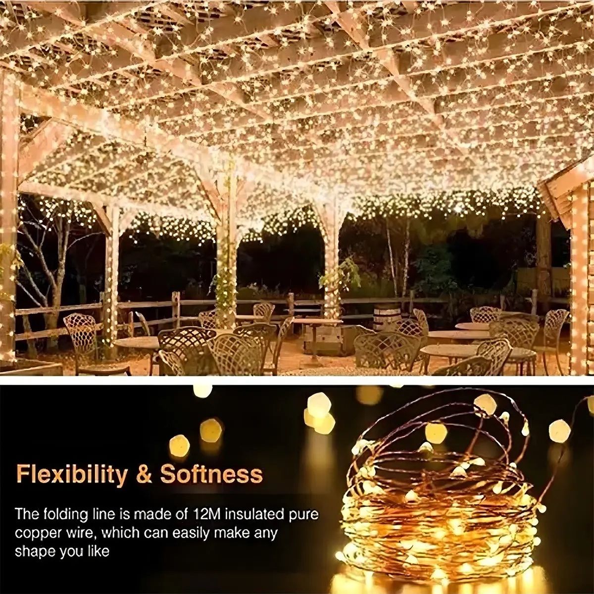 GENERICO - X3 Guirnalda Solar LED Luces Hada 10m Amarillo Exterior e Interior Labg
