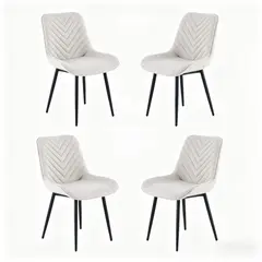 ELEMENT DESIGN - Pack 4 Sillas de Comedor Siena Tela Chenille Suave Blanco Cremoso