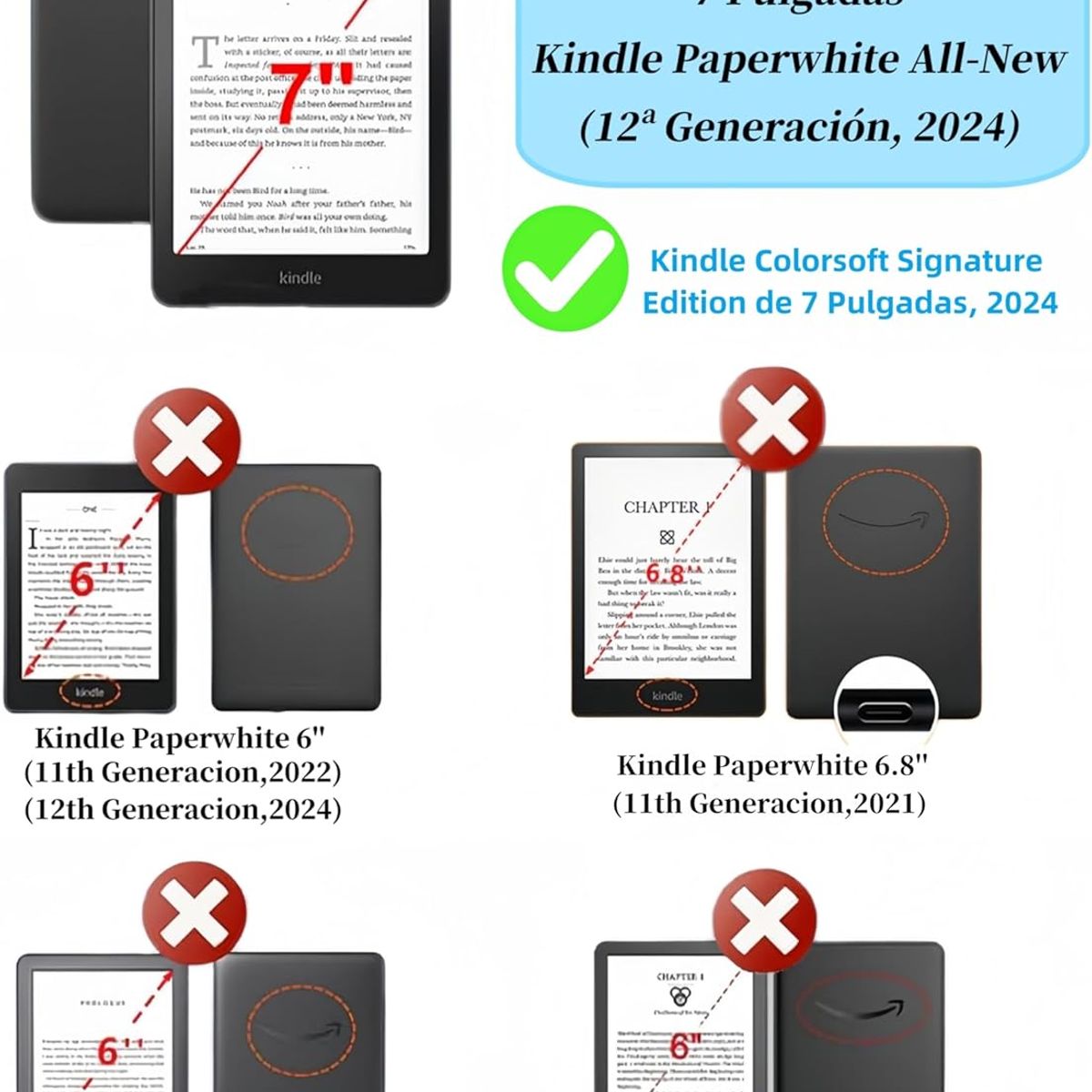 KUANGYE - Funda Protectora Para Kindle Paperwhite 2024 12va Gen 7pul