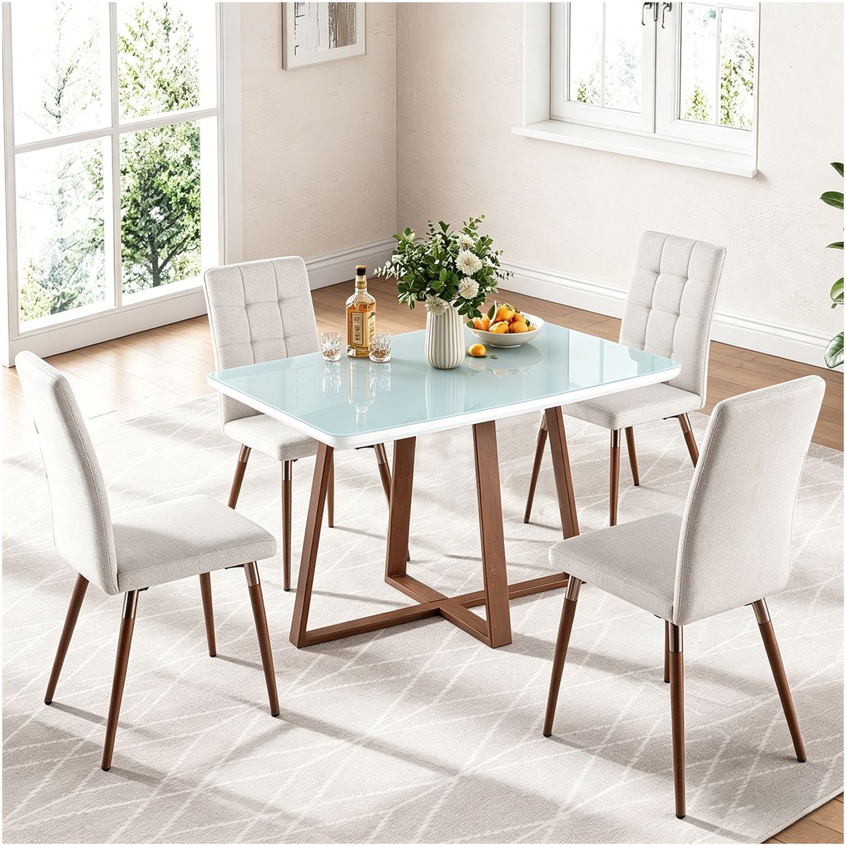 ELEMENT DESIGN - Pack 4 Sillas de Comedor Nova Ergonómico Retro Element Design Tela Beige