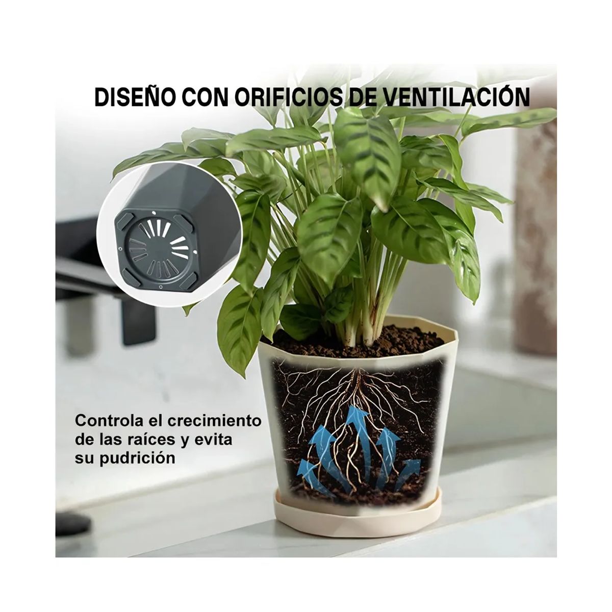 GENERICO - 9 Set Macetas De Plastico Con Separador De Agua Tricolor