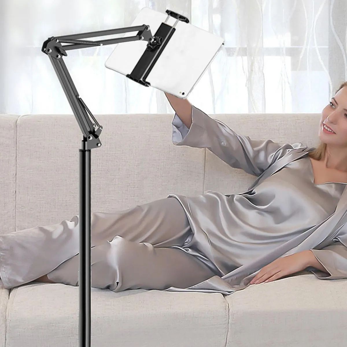 GENERICO - Soporte De Suelo En Voladizo Para Teléfonotablet 175cm Negro