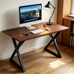 VIDITA - Escritorio Oficina 120cm Tablero Grueso 24mm Estructura Metálica Metal Madera