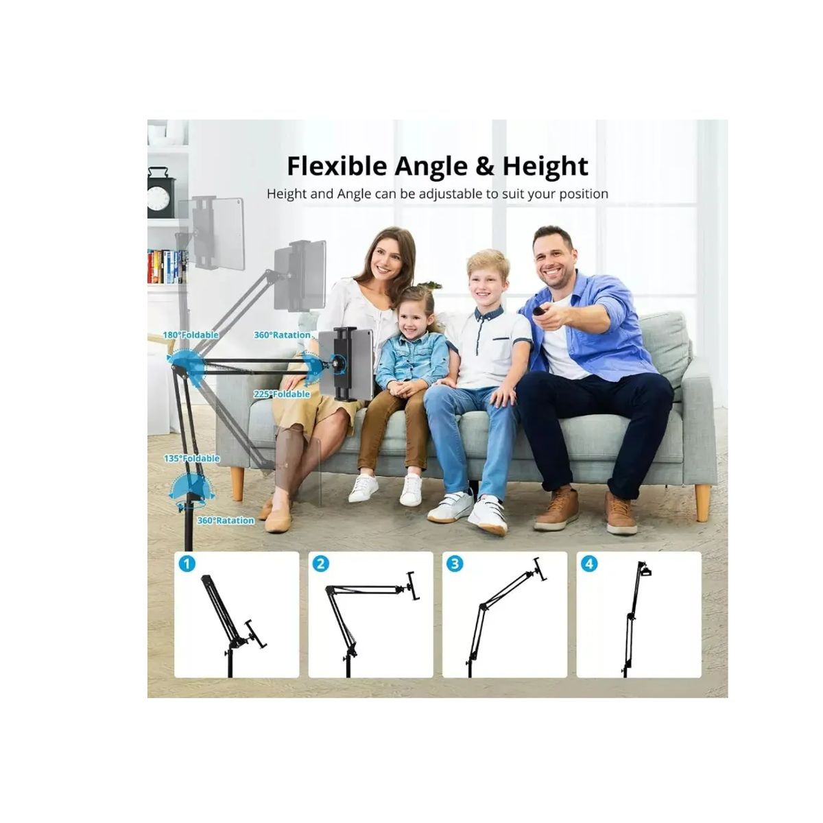 GENERICO - Soporte Tablet Pedestal Flexible Soporte Celular Suelo 360°.