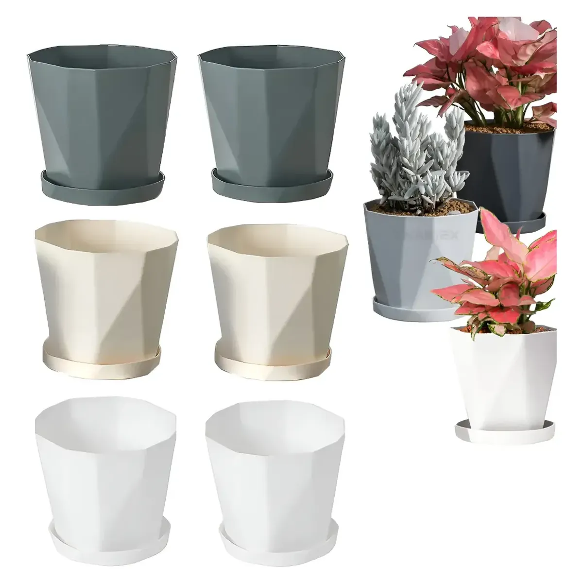GENERICO - 6 Pcs Moldes De Macetas De Plastico Con Jardinera Pallet