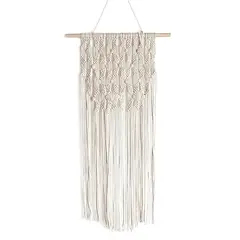 VATYERTY - Tapiz de pared de macramé beige grande 30 x 80 cm estilo bohemio chic