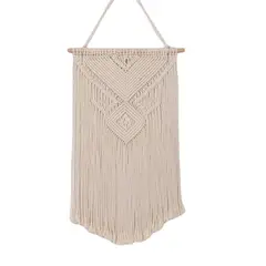 VATYERTY - Tapiz bohemio de macramé hecho a mano 36 x 65 cm