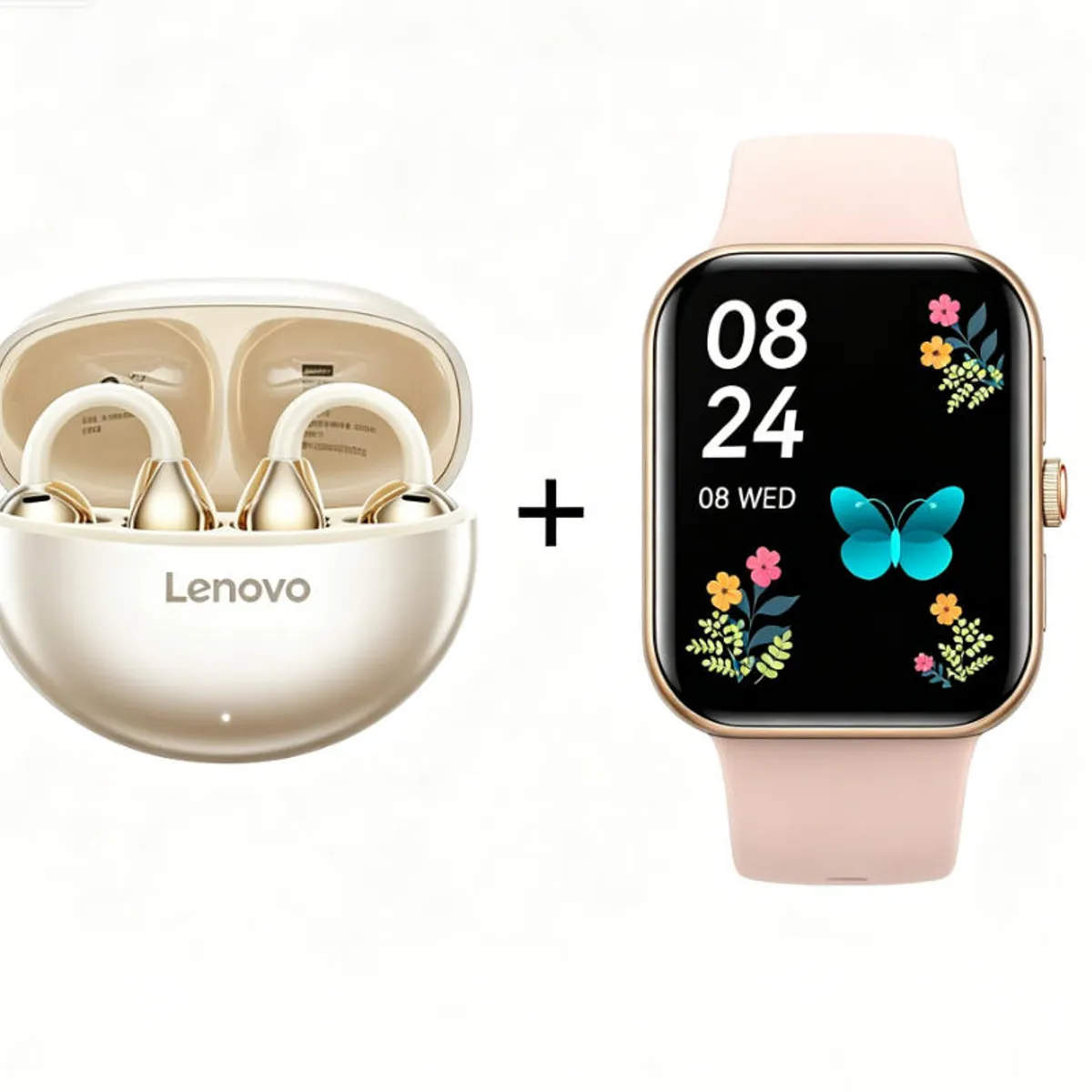 LENOVO - F16 Smartwatch+Audífonos  Auriculares Bluetooth Lenovo Clip TA140-Blanco