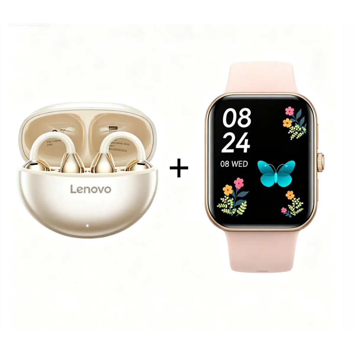 LENOVO - F16 Smartwatch+Audífonos  Auriculares Bluetooth Lenovo Clip TA140-Blanco