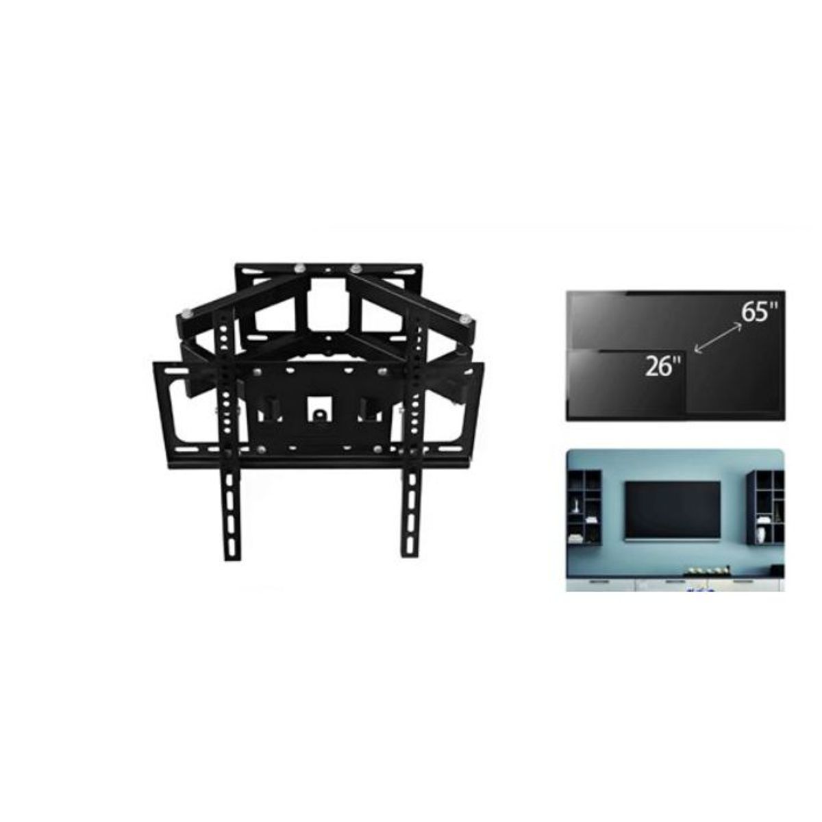 GENERICO - Soporte De Pared Para TV 26-65 Pulgadas - Acero Reforzado Negro - Carga Máxima 50kg Universal