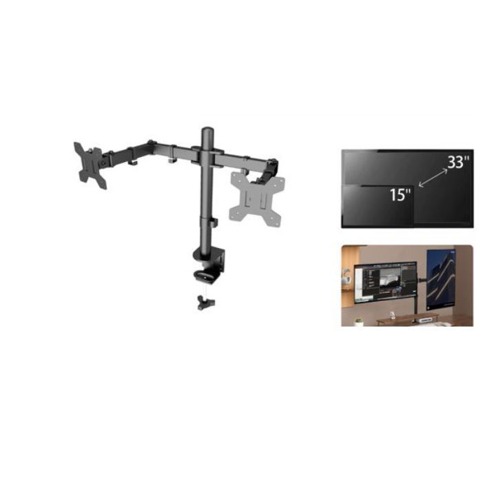 GENERICO Soporte De Pared Para TV y Monitores 15-33 Pulgadas - Negro Mate - Acero Carga Máxima 20kg