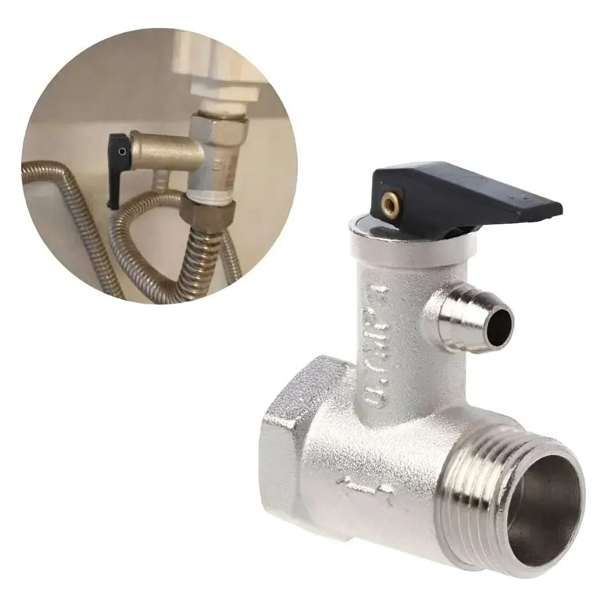 GENERICO - Brass Válvula Seguridad Presión Termo Eléctrico 1/2 0.7 Mpa