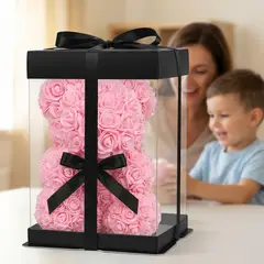 MOVI - Oso Rosas Eternas Regalo Con Caja Aniversario Goma Eva 25cm