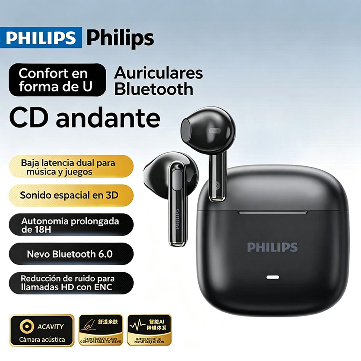 PHILIPS - Audífonos Philips TAT1420 Tws Auriculares Bluetooth Earphone