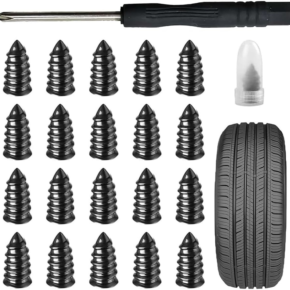 KUANGYE - 20 Tornillos Para Reparación Neumáticos Pinchazo Autos Motos