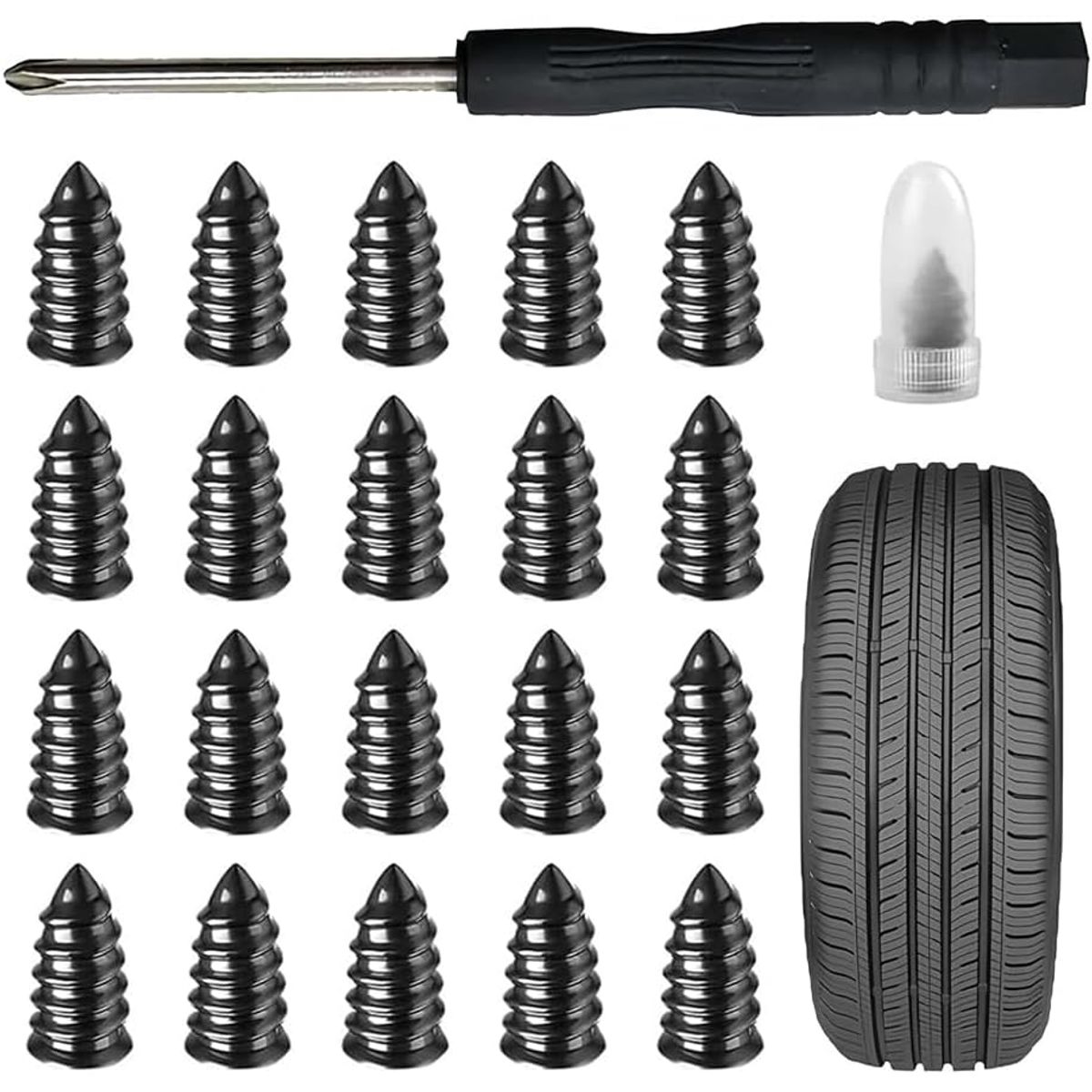 KUANGYE - 20 Tornillos Para Reparación Neumáticos Pinchazo Autos Motos