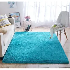 GENERICO - Alfombra Peluda Tipo Shaggy 200x240 Color Turquesa