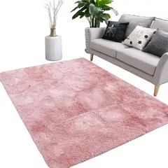 GENERICO - Alfombra Peluda Tipo Shaggy 200x240 Color  Rosado Jaspeado