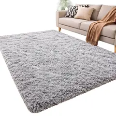 GENERICO - Alfombra Peluda Tipo Shaggy 200x240 Color Gris Claro
