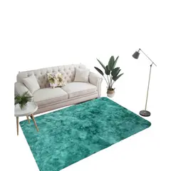 GENERICO - Alfombra Peluda Tipo Shaggy 200x300 Color Turquesa Jaspeado