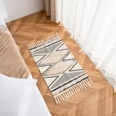 GENERICO - Alfombra De Lino y Algodón Nórdico Bohemio 60x90 Cm