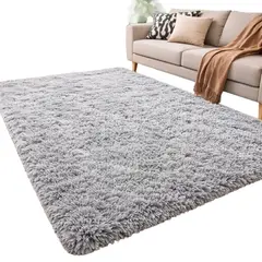 GENERICO - Alfombra Peluda Tipo Shaggy 200x240 Color Gris Claro