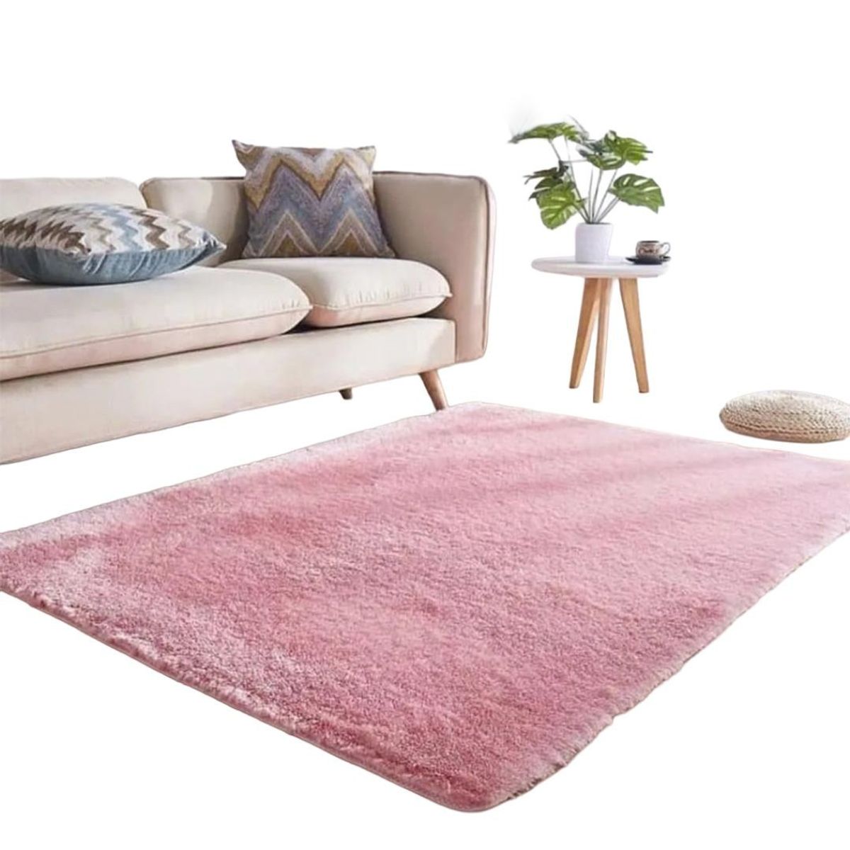 GENERICO - Alfombra Peluda Tipo Shaggy 200x300 Color Rosa