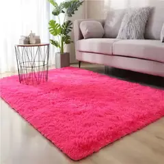 GENERICO - Alfombra Peluda Tipo Shaggy 200x240 Color  Fucsia