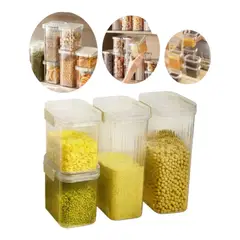 GENERICO - Set 5 Recipientes Hermeticos Almacenamiento Con Tapa Cocina