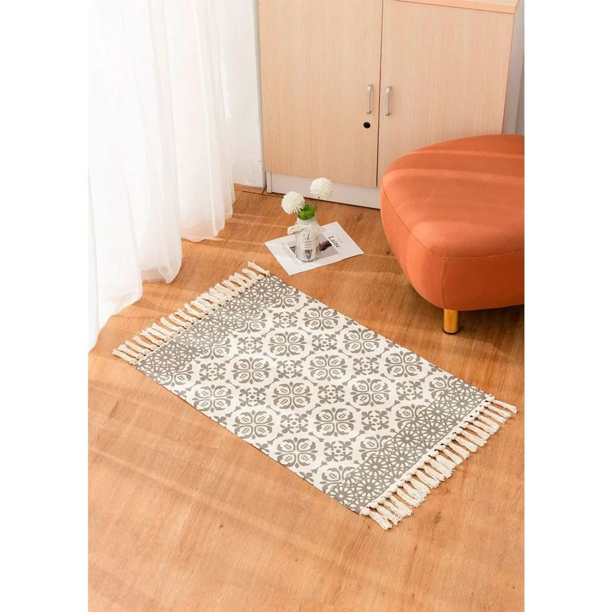 GENERICO - Alfombra De Lino y Algodón Nórdico Bohemio 60x90 Cm