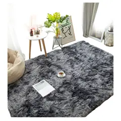 GENERICO - Alfombra Peluda Tipo Shaggy 180 x200 Color negro jaspeado