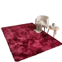 GENERICO - Alfombra Peluda Tipo Shaggy 200x240 Color Burdeo Jaspeado