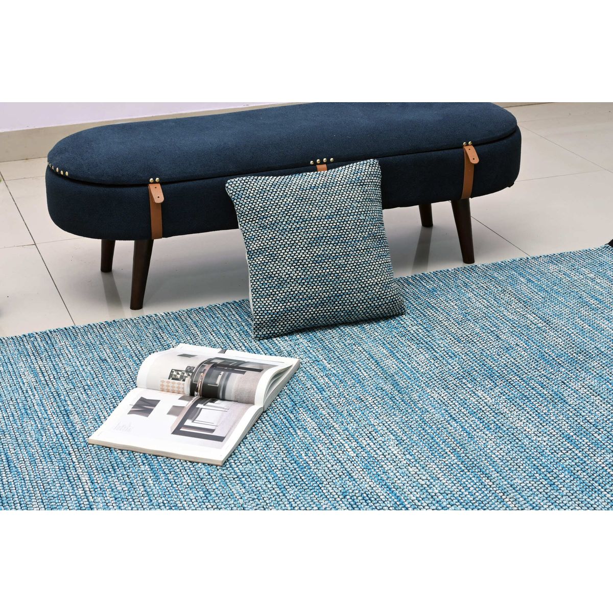 DECOGHAR - Alfombra Mushroom Con Antideslizante Azul 2,80 X 3,65 mts