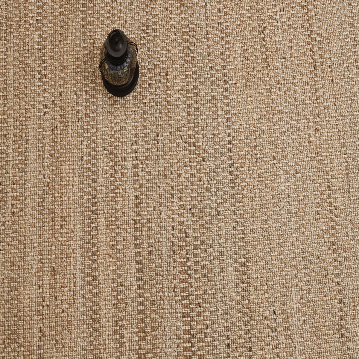 DECOGHAR - Alfombra de Yute Natural con Bordado Blanco 280x365 cm