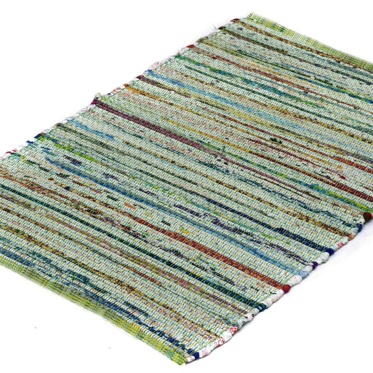 DECOGHAR - Alfombra Chindi Boho Artesanal Verde 1,20 X 1,80 mts