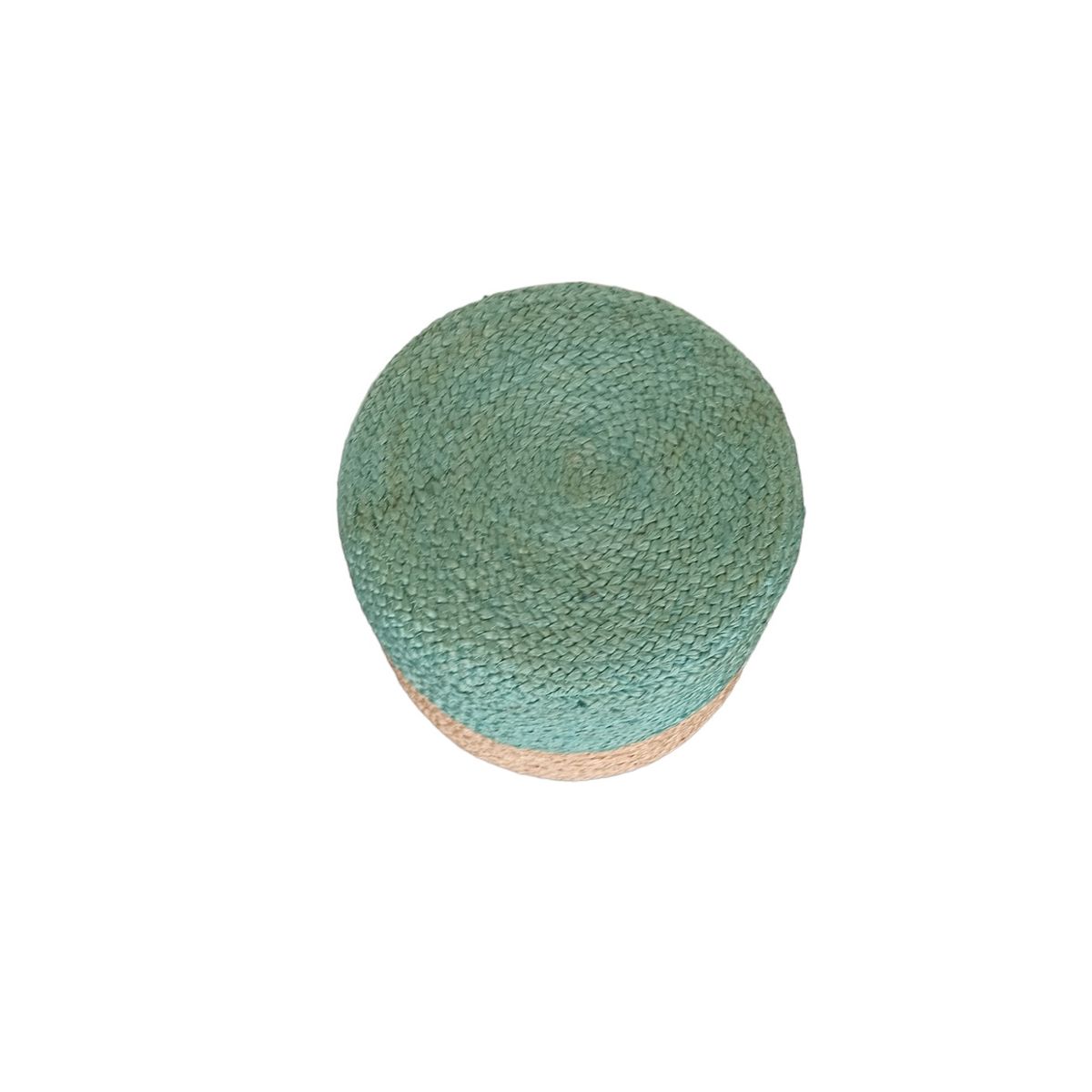 DECOGHAR - Puff de Yute Turquesa-Natural Redondo 30x40 cm